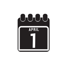 Calendar displaying page of the day 1 (first) of the April - Day 1 of the month. Illustration
