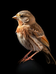Passerine Studio Shot Isolated on Clear Black Background, Generative AI