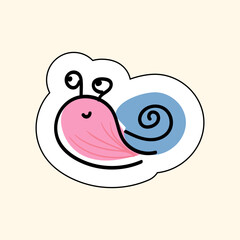 Sticker Snail On A Beige Background. Groove Style. Sketch for printing on children's products, posters, fabric, wallpaper. Vector illustration