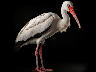 Obraz premium Stork Studio Shot Isolated on Clear Black Background, Generative AI