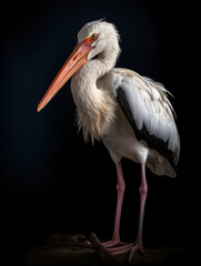 Stork Studio Shot Isolated on Clear Black Background, Generative AI