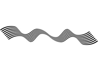 Vector striped ribbon black on a white background. Abstract wave. Vector background