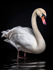 Swan Studio Shot Isolated on Clear Black Background, Generative AI