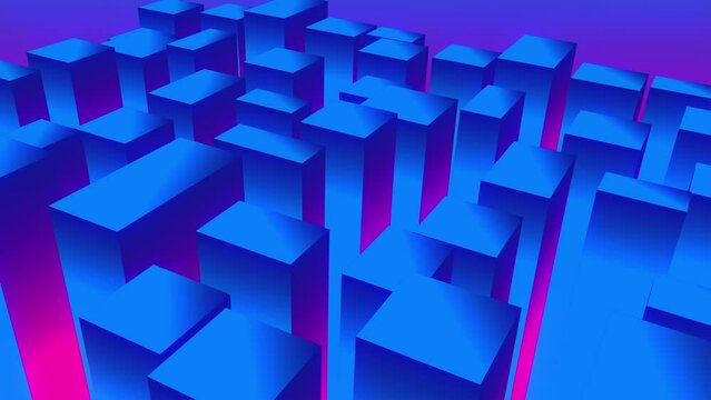 3D gradient cubes animation, loop animation, tile cube geometric, mosaic square, abstract bar art, background with cubes, 4k, elegance.