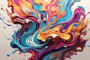 Colorful abstract paint background. Acrylic colors mixing. Liquid marble pattern.