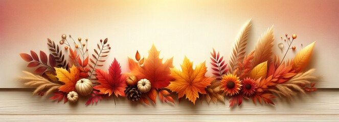 Autumn background with yellow leaves on a white background, autumnal decorations with copy space for design.