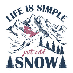 Snowboarding T-Shirt Design Outdoor Adventure With Vector