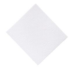 Top view of folded white tissue paper or napkin isolated on white background with clipping path