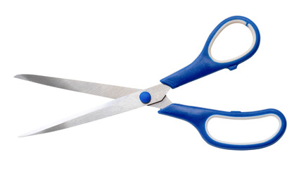 multipurpose scissors with blue handle isolated on white background with clipping path. in png file format.