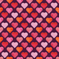 watercolor love heart seamless pattern