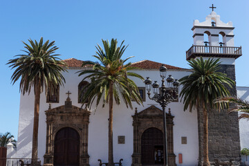 Fototapeta premium Iglesia de Nuestra Señora de los Ángeles on the central square in Garachico, Tenerife, Canary islands, Spain