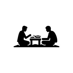 Fototapeta premium Two friends having a picnic icon - Simple Vector Illustration