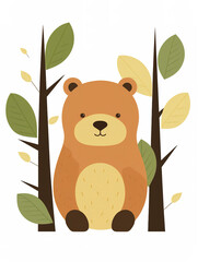 charming illustration of a bear suitable for a children's book isolated on a white background
