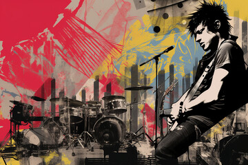 Graohic collage for a punk rock flyer with urban abstraction