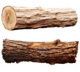 Wooden tree log trunk stump wood on transparent background