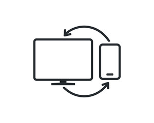 Computer and telephone exchange. Illustration vector