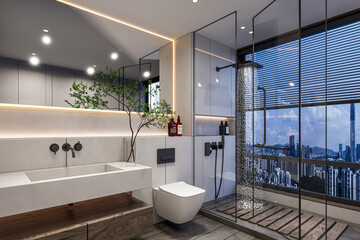 modern bathroom luxury interior 3d rendering