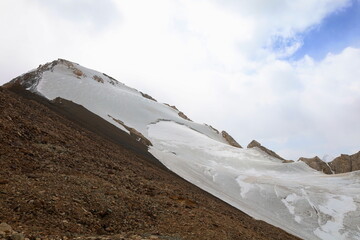 Chimtarga mountain pass landscape - highest peak of Fann mountains located between Mutnyi lake and...