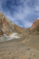 Chimtarga mountain pass landscape - highest peak of Fann mountains located between Mutnyi lake and...