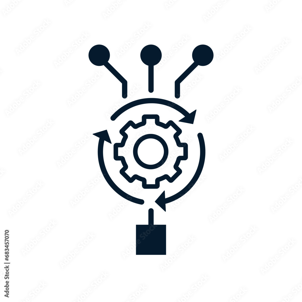 Poster algorithm concept. vector linear icon isolated on white background.