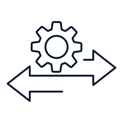 Movement, exchange of goods, services, barter. Vector linear icon isolated on white background.