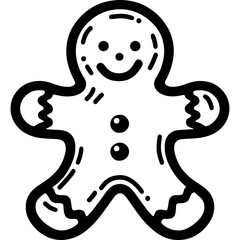 Gingerbread man Christmas icon hand drawn vector design illustration