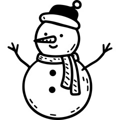 Snowman christmas icon hand drawn vector design illustration