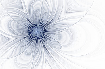Abstract fractal blue flower on a white background