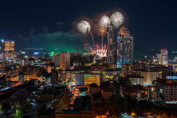 Firework Festival of Pattaya District Chonburi in Thailand Asia