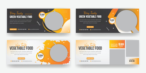 Healthy Natural Vegetable Food Menu Facebook Cover Or Chinese Social Media Facebook Cover Banner Template Design.