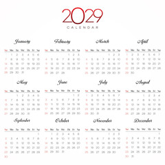 Calendar, for, 2024,2025,2026,2027,2028,2029,2030, 2031, isolated on a white background, Calendar 2024, Week starts on Sunday Desk Calendar 2024 template design, Office Calendar 2024, Week Starts 