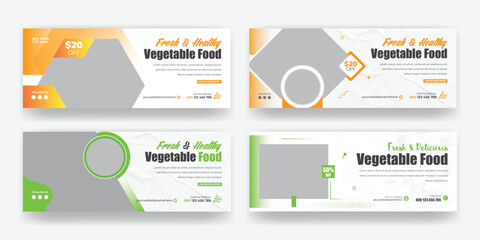 Healthy Natural Vegetable Food Menu Facebook Cover Or Chinese Social Media Facebook Cover Banner Template Design.
