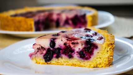 Close up image of delicious berry pie