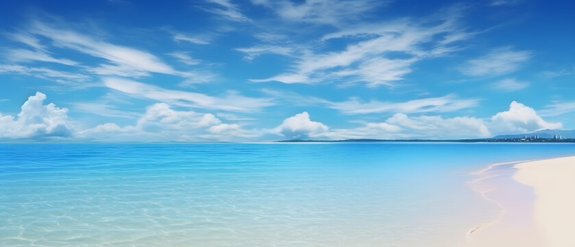Summer Beach Background: Wide Panorama Holiday Image, Beach Background Concept