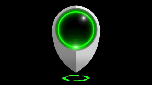 Futuristic Map Pointer With Green Light On Alpha