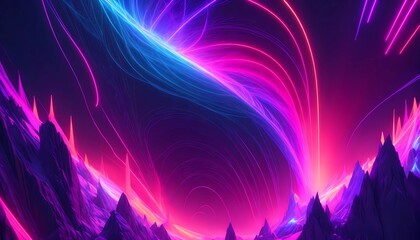 beautiful futuristic wallpaper, glowing and psychedelic space, epic illustration of abstract wallpaper, futuristic style landscape, impressive neon background, colorful and shiny neon backdrop