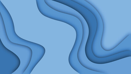 Abstract Papercut Background Blue Waves Curving 