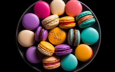 Top View of Colorful Delicious Macarons