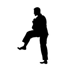 silhouette of karateka, karate fighter - vector illustration