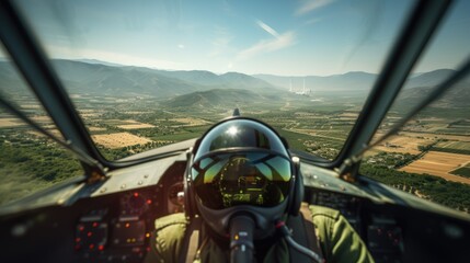 pilot in the cockpit of a fighter - obrazy, fototapety, plakaty