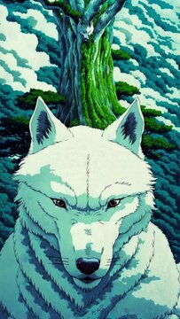 
a giant beautiful white wolf in the clouds, mountains, anime scenery, clouds, beautiful giant trees, relaxing, otherworldly. Generative AI
