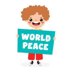 Cartoon Kid Posing With Peace Sign