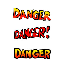 Danger! message set at cartoon style. Ai generated and PS