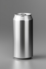 A can of soda on a gray background. Suitable for advertising, food and beverage, or kitchen-related themes.