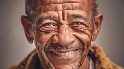 Fototapeta premium Radiant-eyed man against a studio background.
