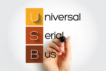 USB - Universal Serial Bus acronym, technology concept background