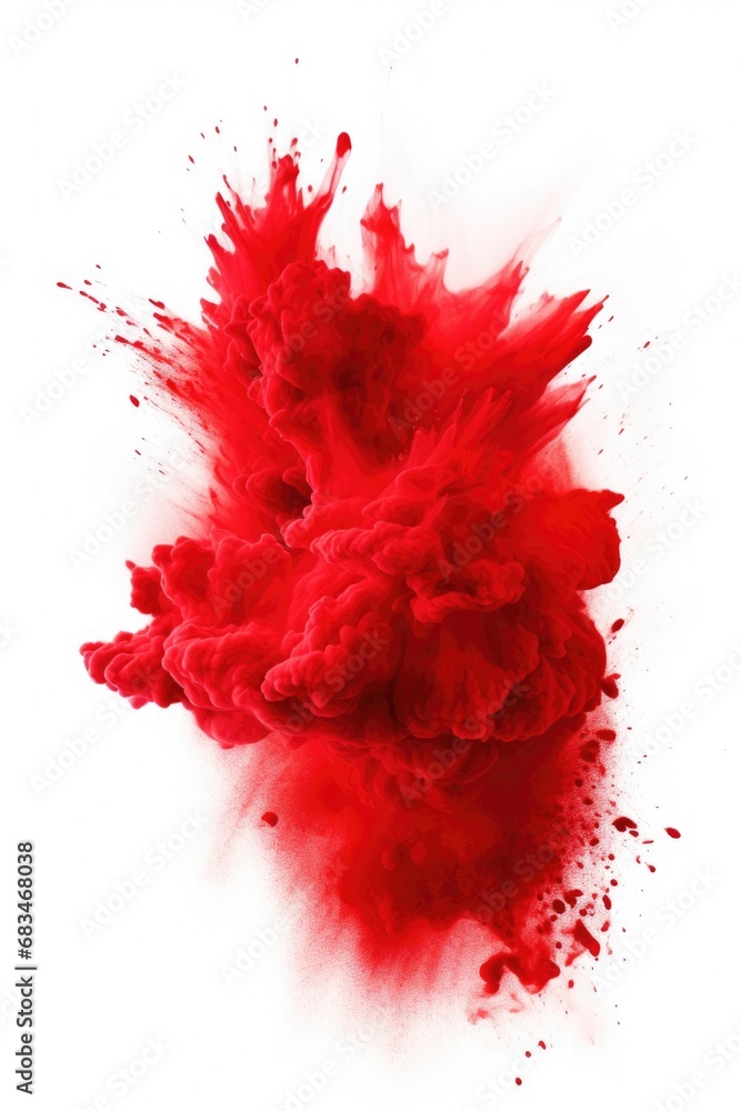 Aufkleber A vivid red cloud of paint against a clean white background. Perfect for adding a pop of color to any design project.