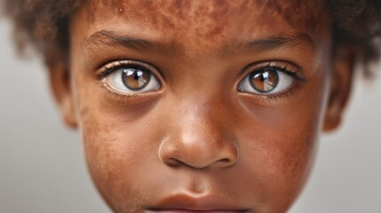 Fototapeta premium An upset crying child standing against a studio background with glimpses of joy.