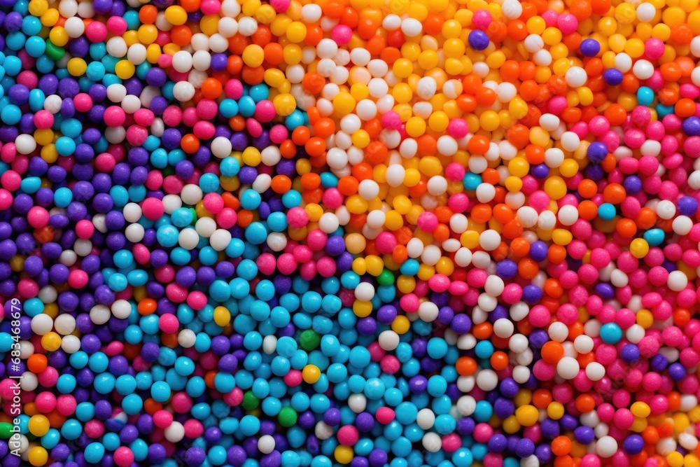 Poster a vibrant pile of sprinkles in various colors. perfect for adding a pop of color and fun to any dess