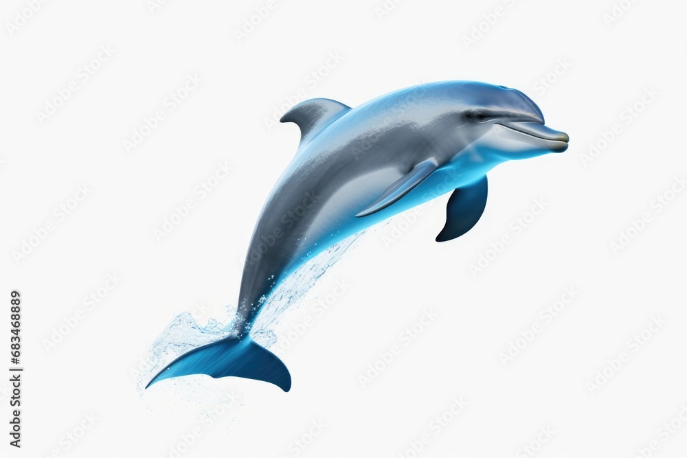 Poster A captivating image capturing the moment a dolphin leaps out of the water. This picture can be used to add an energetic touch to any aquatic-themed project.
